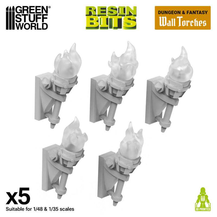 Wall Torches for 3mm LEDs 1:48-1-35 (Green Stuff World)