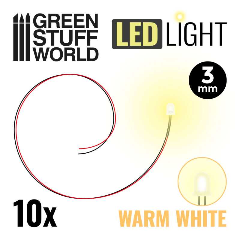 Warm White LED Lights - 3mm (Green Stuff World)