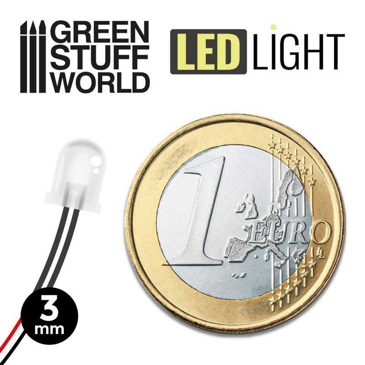 Warm White LED Lights - 3mm (Green Stuff World)