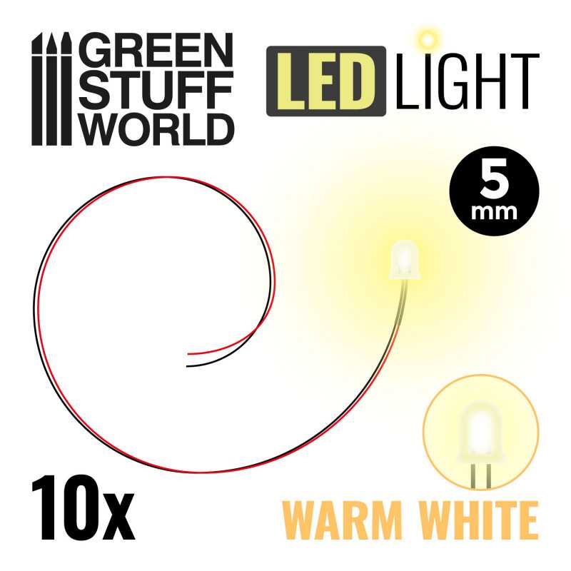 Warm White LED Lights - 5mm (Green Stuff World)