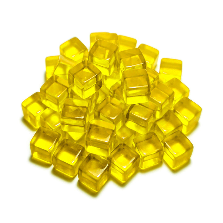 Yellow Acrylic Cube tokens 10mm (Green Stuff World)
