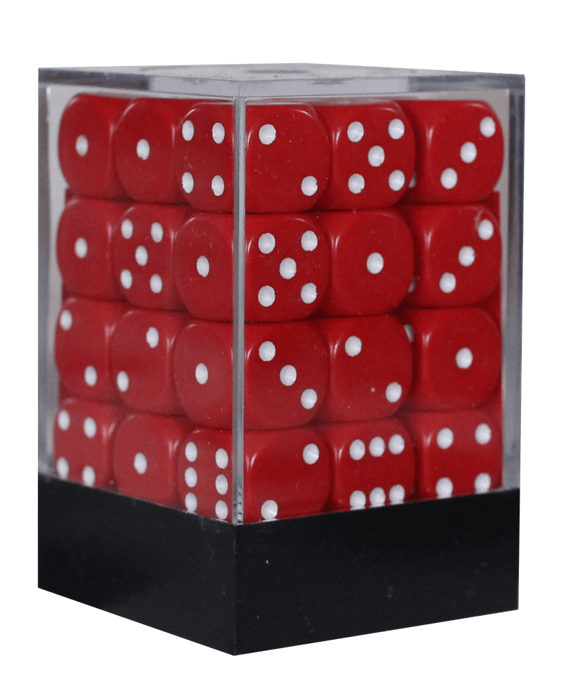 Opaque 12mm D6 rød m/hvid terninger (25804) (Chessex)