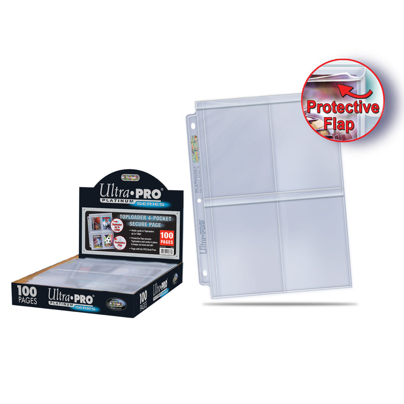 Premium Series 4-Pocket Secure Pages (100ct) for Toploaders (Ultra PRO)