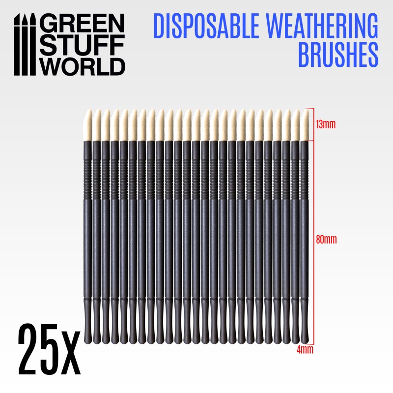 25x Disposable Weathering Brushes (Green Stuff World)