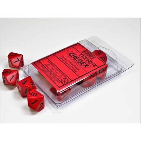 Opaque Red/black Set of Ten d10's (Chessex) (26214)