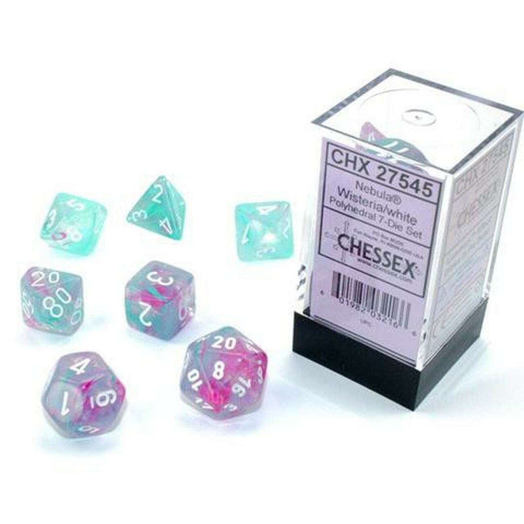 Nebula™ Wisteria/white Luminary 7-Die Set (Chessex) (27545)