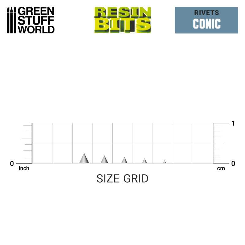 3D Printed Set - Micro Rivets - Conical (Green Stuff World)