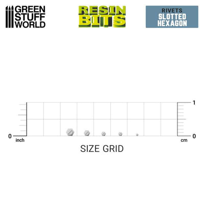 3D Printed Set - Micro Rivets - Hexagon (Green Stuff World)