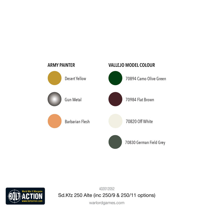 Bolt Action: Sd.Kfz 250 (Alte) Half-Track (Options For 250/1, 250/9 & 250/11 Variants)