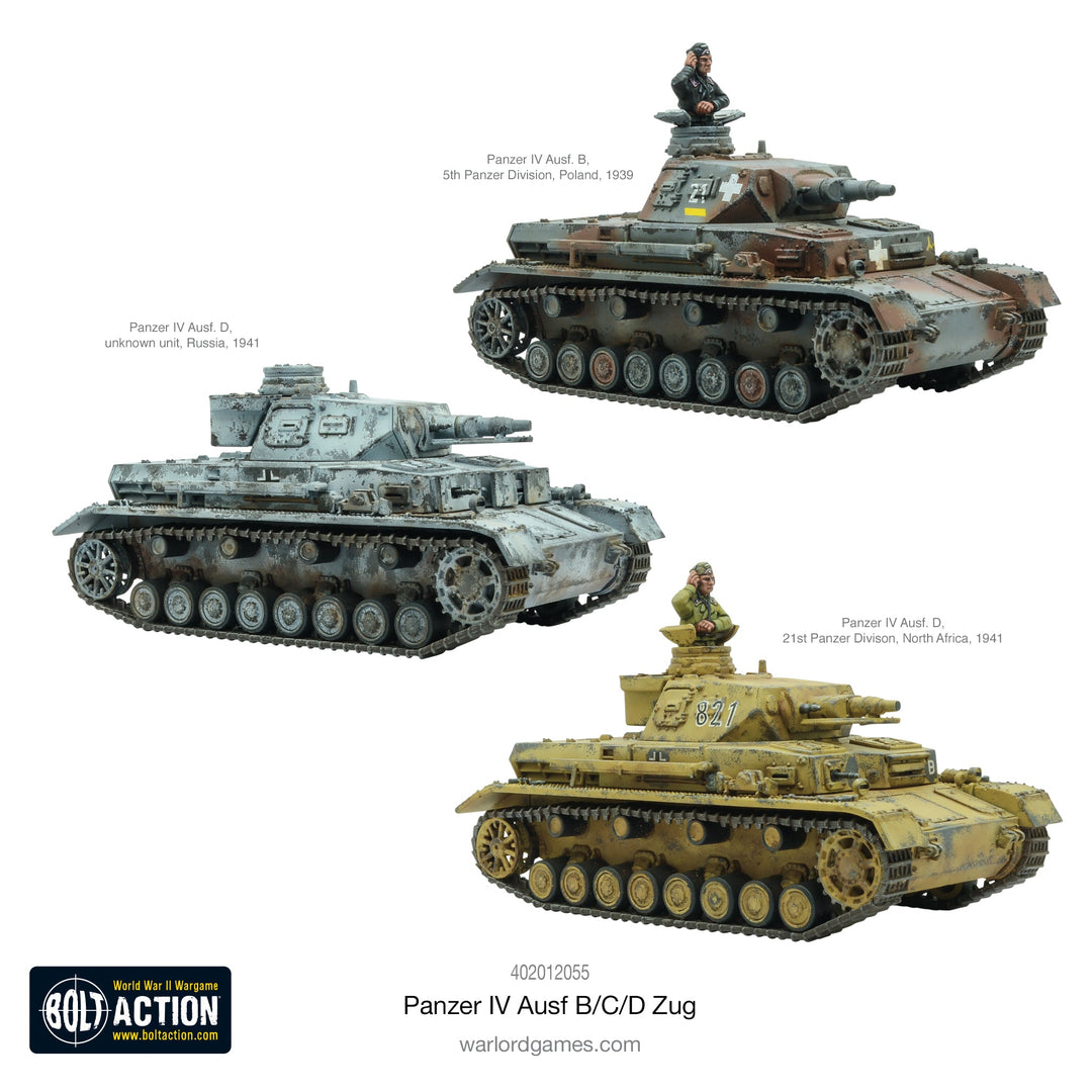 Bolt Action: Panzer IV Ausf. B/C/D Zug (Three Tanks)
