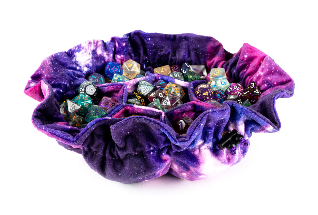 Velvet Compartment Dice Bag with Pockets: Nebula