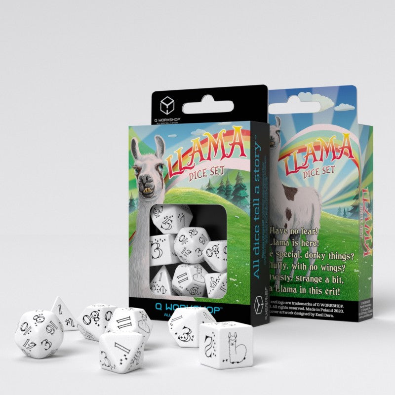 Bright Llama Dice Set (White & black) (Q-Workshop) (SLLA02)