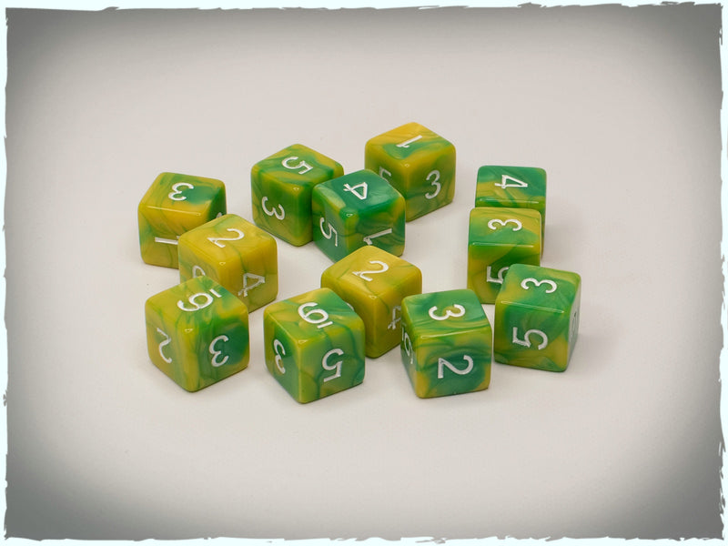 Toxicity d6 dice set, 12 pcs (Deep-Cut Studio)