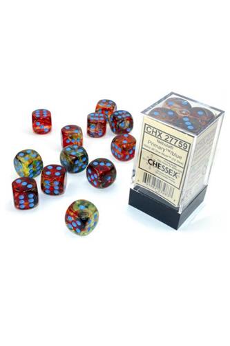 Nebula™ 16mm d6 Primary/blue Luminary Dice Block™ (12 dice) (Chessex) (27759)