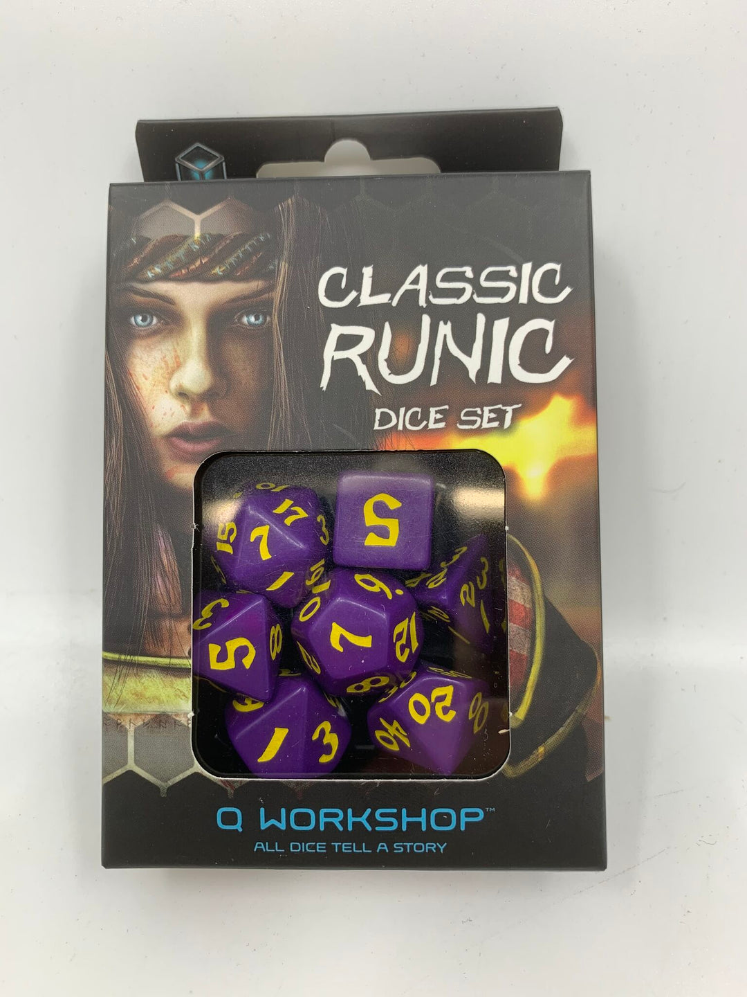 Classic Runic Purple & yellow Dice Set (7) (Q-Workshop) (SCLR93)