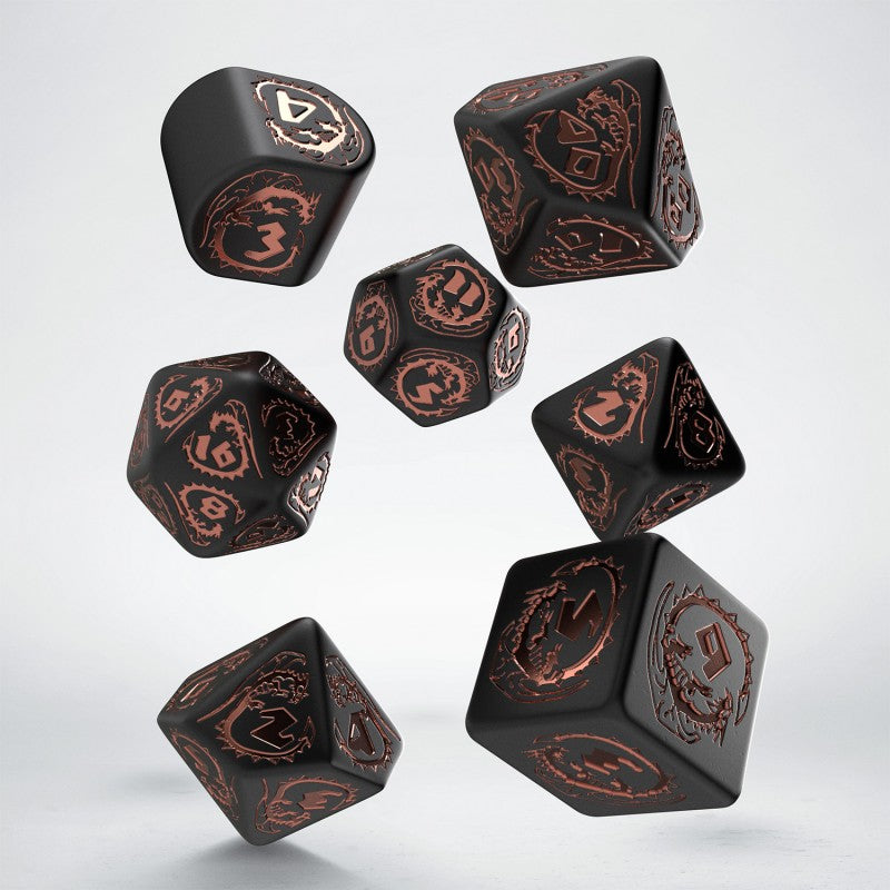 Dragons Modern Dice Set: Obsidian (Q-Workshop) (RDRA07)