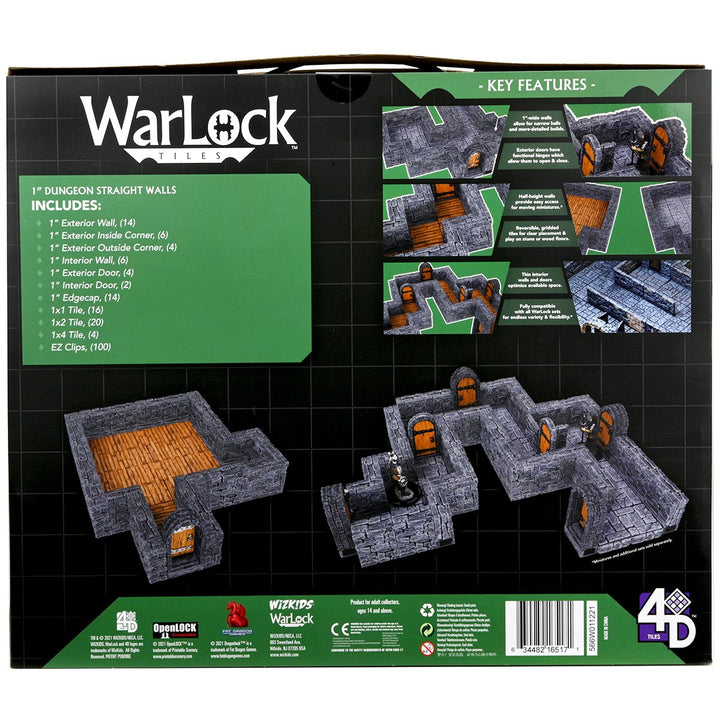 WarLock Tiles: Expansion Pack - 1 in. Dungeon Straight Walls