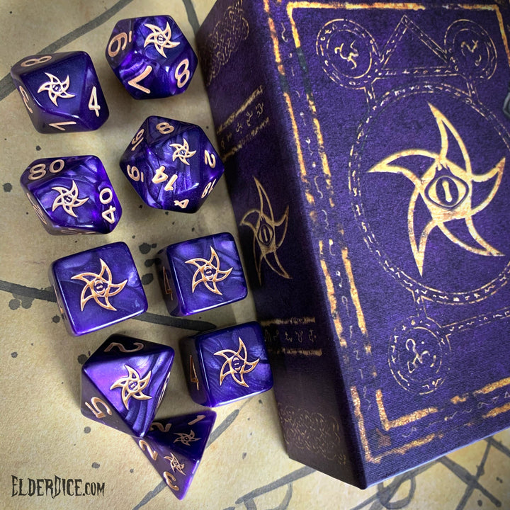 Elder Dice: Astral Elder Sign Dice - Mystic Purple Polyhedral Set