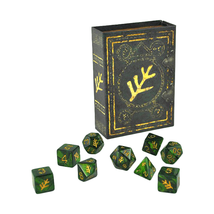 Elder Dice: Green Lovecraft Elder Sign Polyhedral Set