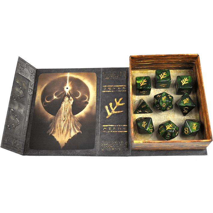 Elder Dice: Green Lovecraft Elder Sign Polyhedral Set