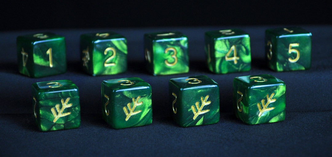 Elder Dice: Green Lovecraft Elder Sign (d6 Tube)