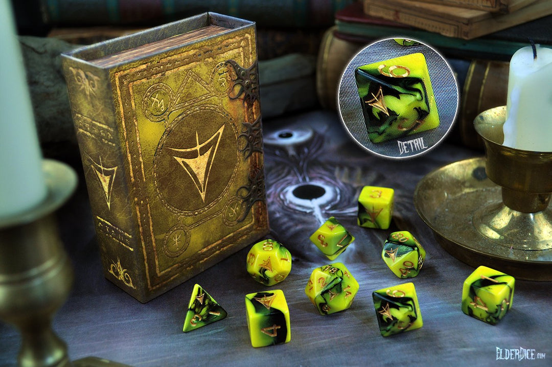 Elder Dice: Yellow Sign Polyhedral Set