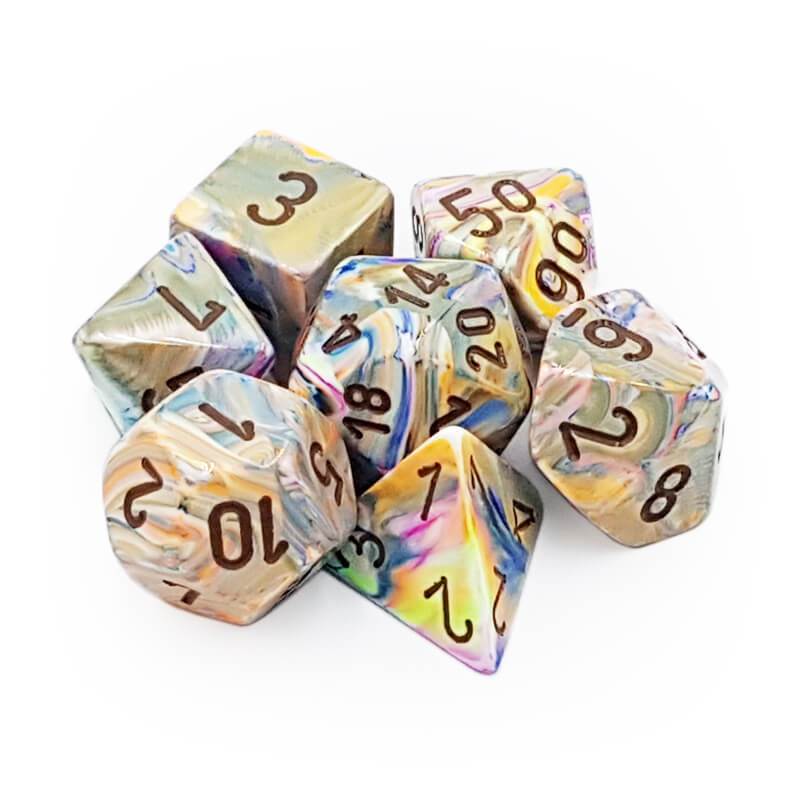 Festive - Vibrant w/brown 7-Die Set (27441) - Chessex