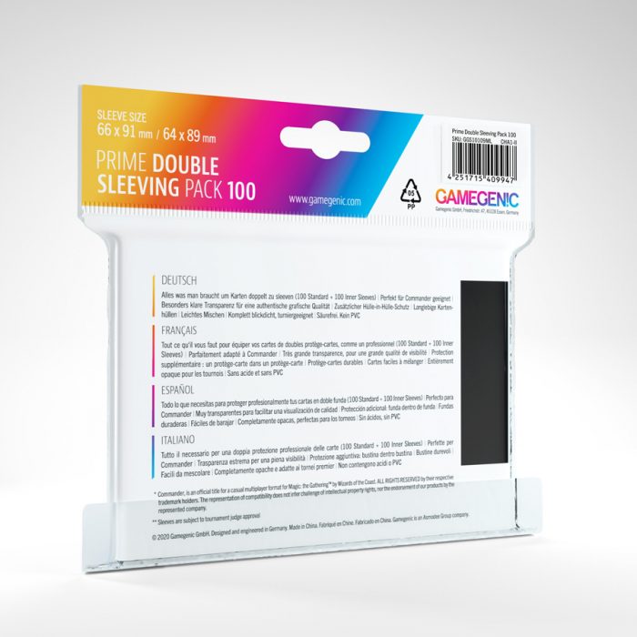 Gamegenic Prime Double Sleeving Pack 100 (black-prime)