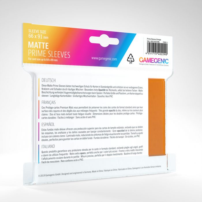 Gamegenic Matte Prime Sleeves (orange)