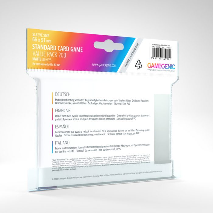 Gamegenic Standard Card Game Value Pack 200 Matte Sleeves (matte)