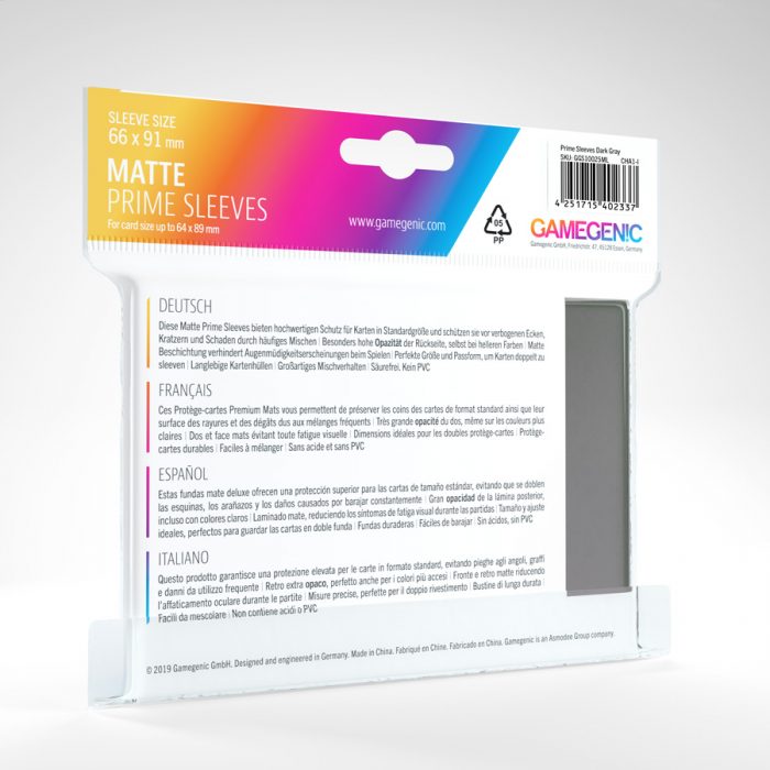 Gamegenic Matte Prime Sleeves (dark-grey)