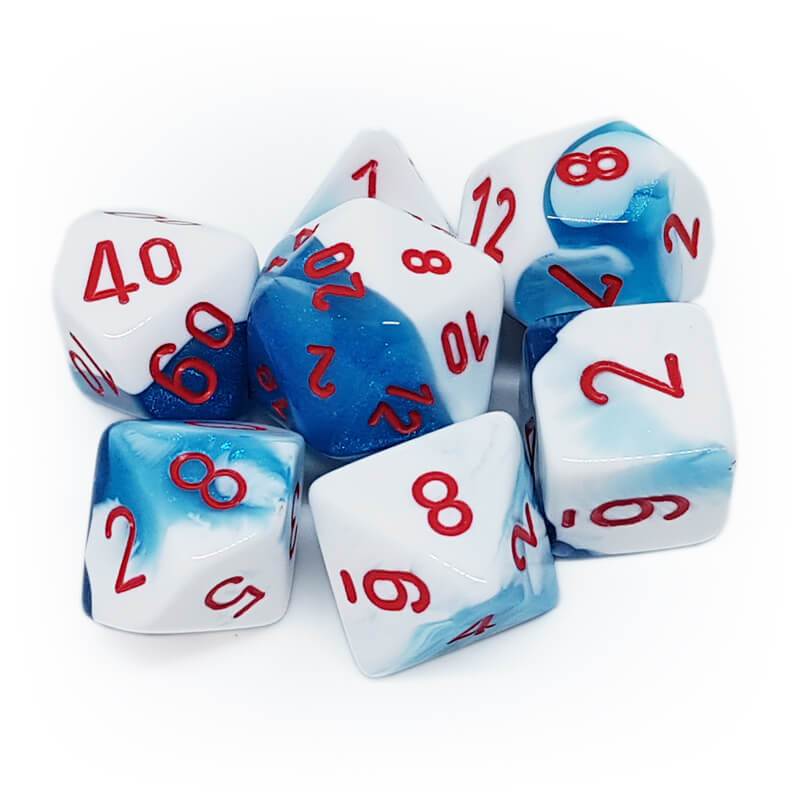 Gemini - Astral Blue-White/red - 7-Die Set (26457) - Chessex