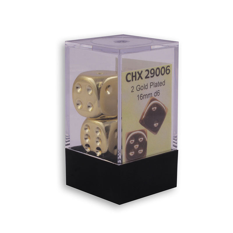 Gold Metallic 16mm d6 Pair (Chessex) (29006)