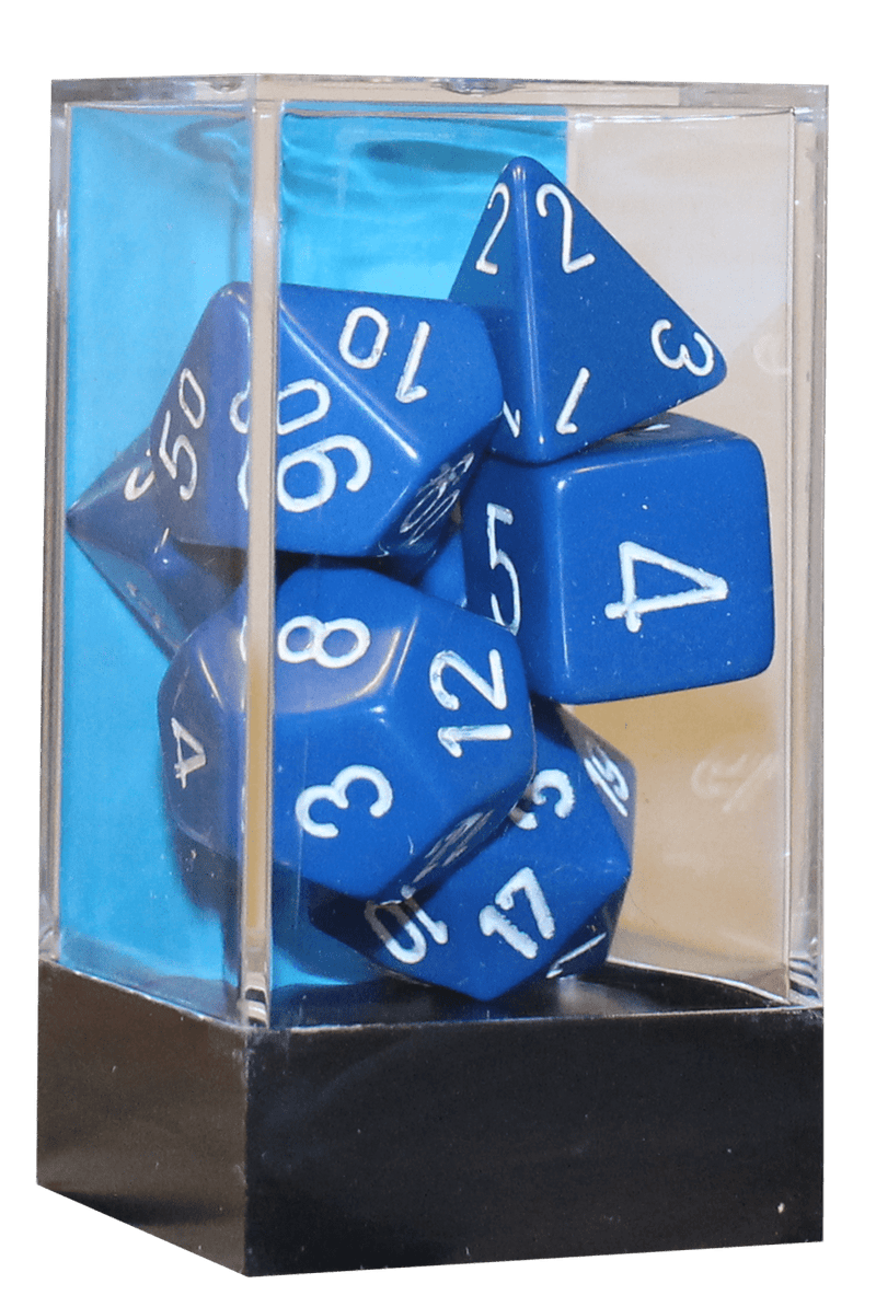Opaque rollespilsterninger blå m/hvid (Chessex)(25406)