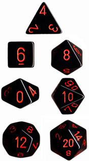 Opaque rollespilsterninger sort m/rød (25418)(Chessex)