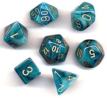 Phantom - Teal/gold - Polyhedral 7-Die Set (27489) - Chessex