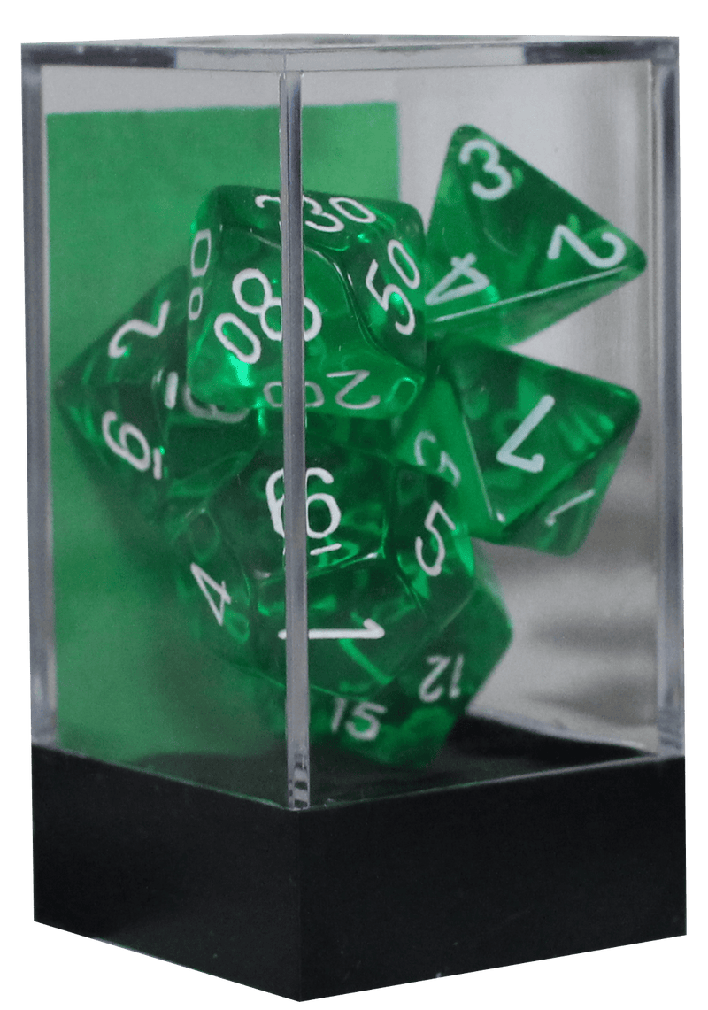 Translucent Polyhedral 7-Die Set Green/white (Chessex) (23075)