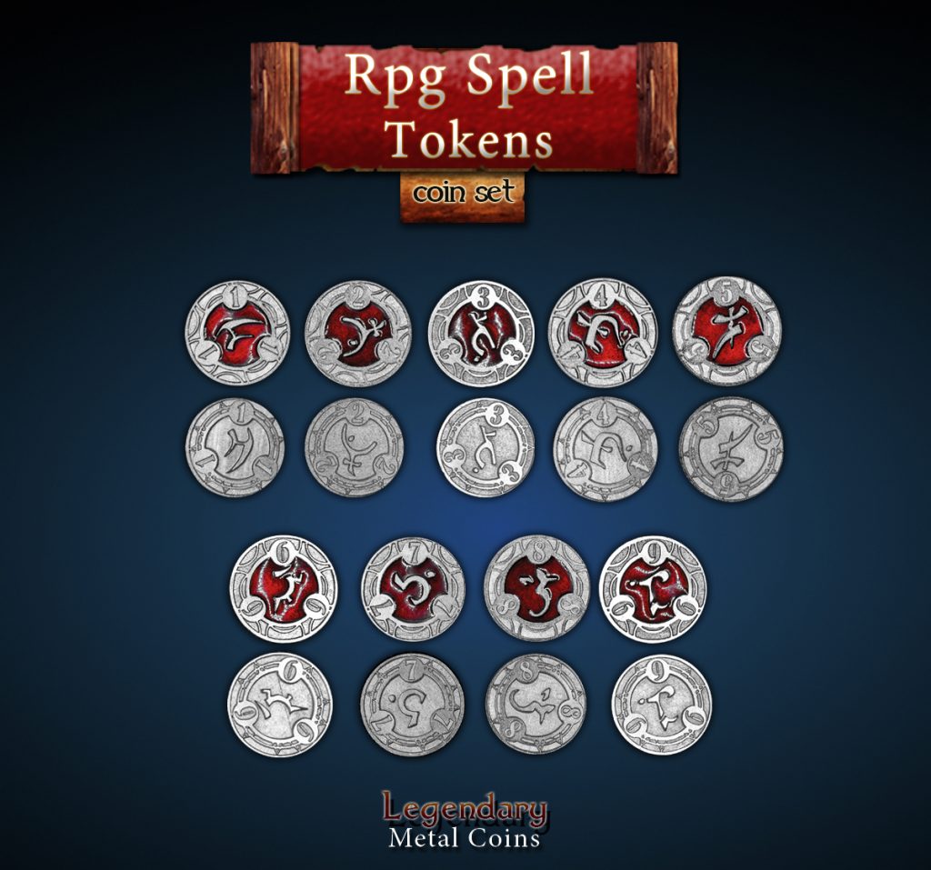 RPG Spell Tokens - Red (Drawlab)