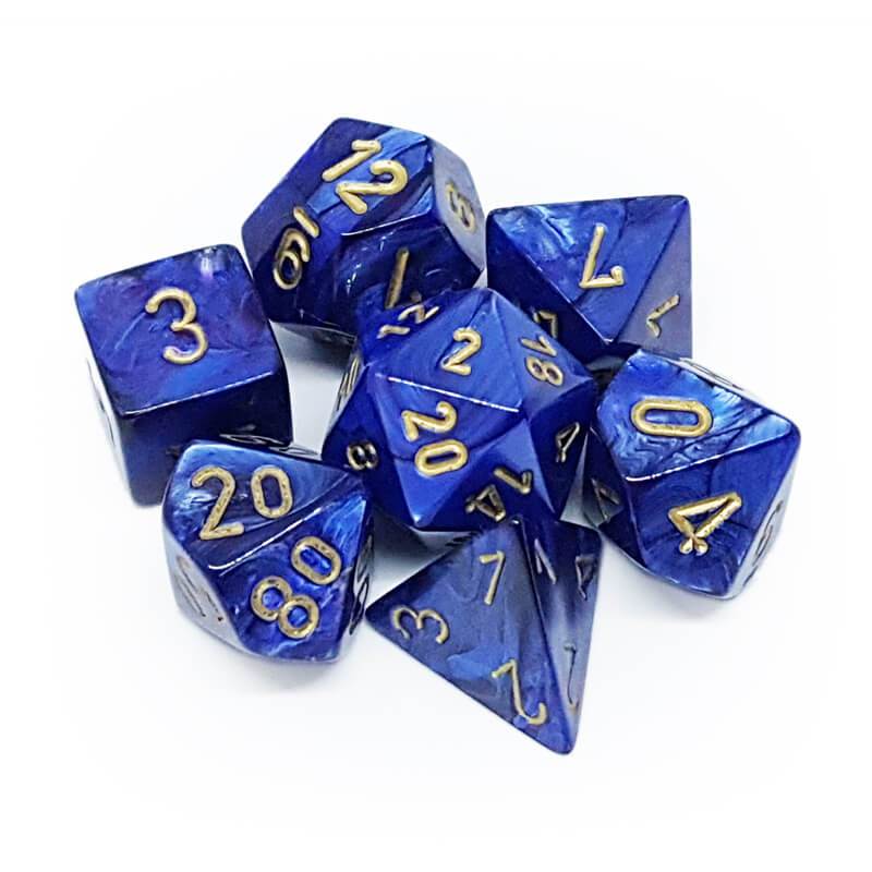 Scarab - Royal Blue/gold - Polyhedral 7-Die Set (27427) - Chessex