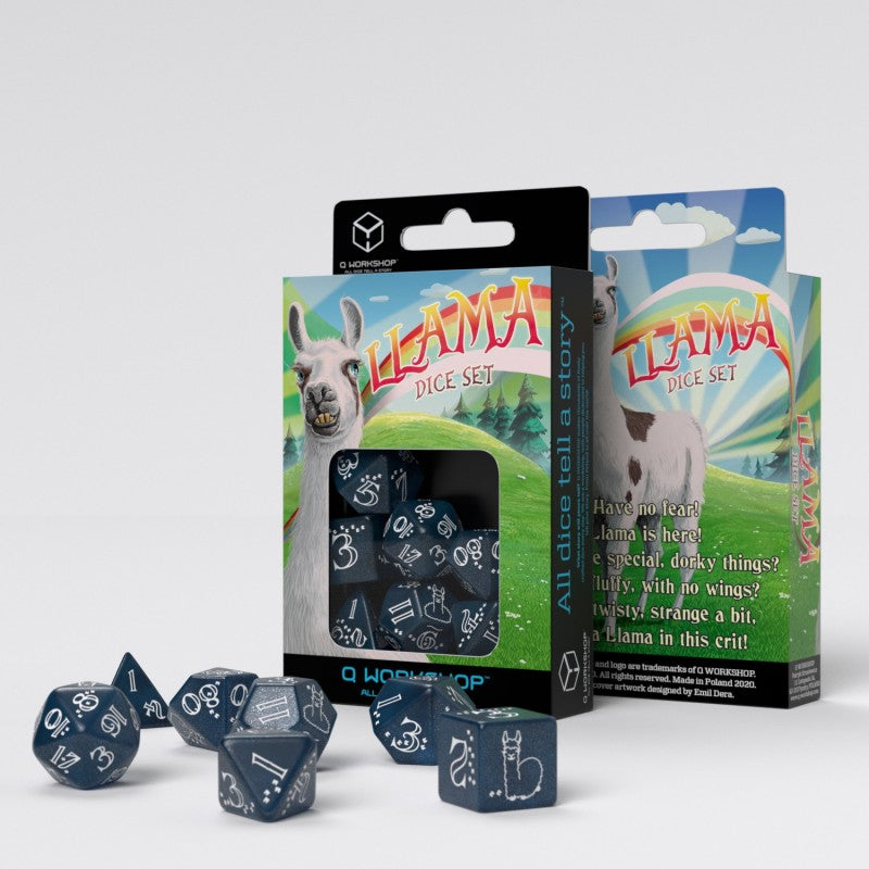 Shimmering Llama Dice Set (Glittering dark blue (Q-Workshop) (SLLA3F)