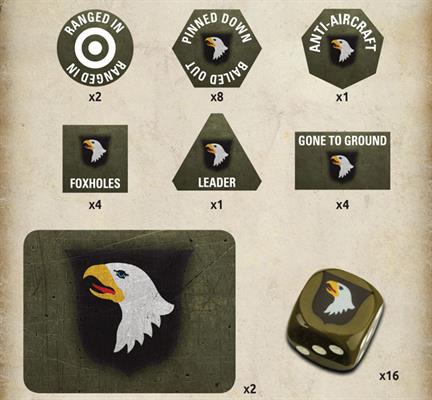 American 101st Airborne Gaming Set (x20 Tokens, x2 Objectives, x16 Dice) (TD041)