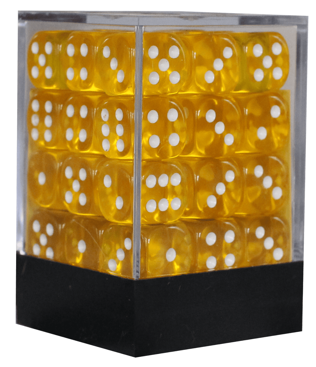 Translucent 12mm D6 gul m/hvid terninger (Chessex) (23802)