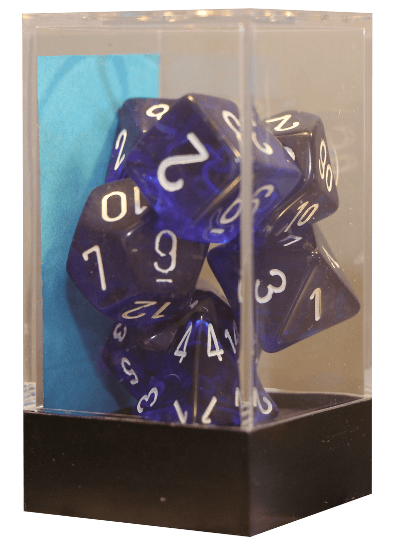 Translucent Polyhedral 7-Die Set Blue/white (Chessex) (23076)