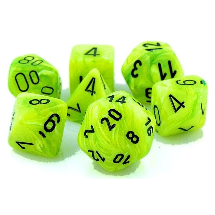 Vortex Polyhedral 7-Die Set Bright Green/black (Chessex) (27430)