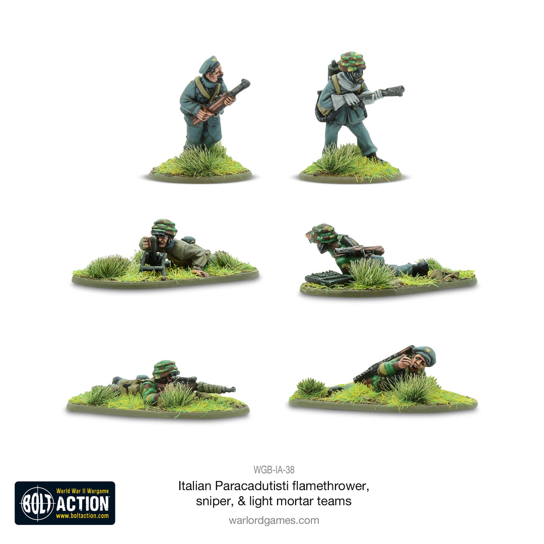 Bolt Action: Italian Paracadutisti flamethrower, sniper & light mortar teams