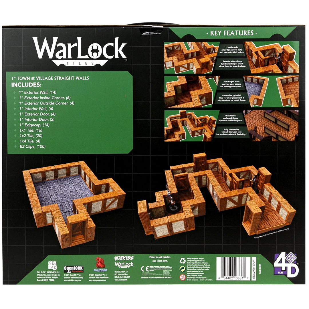 WarLock Tiles: Expansion Pack - 1 in. Town & Village Straight Walls