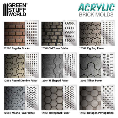 Acrylic molds - Hexagonal Paver (Green Stuff World)