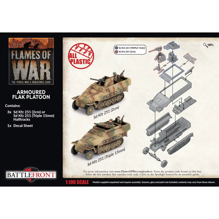 Flames ofWar: Sd Kfz 251 2cm / Triple 15mm Armoured Flak Platoon (3x Plastic) (GBX180)