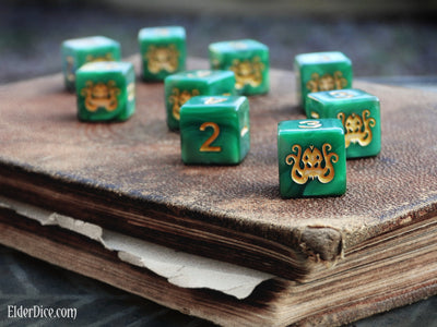 Elder Dice: Brand of Cthulhu Dice - Drowned Green d6 set