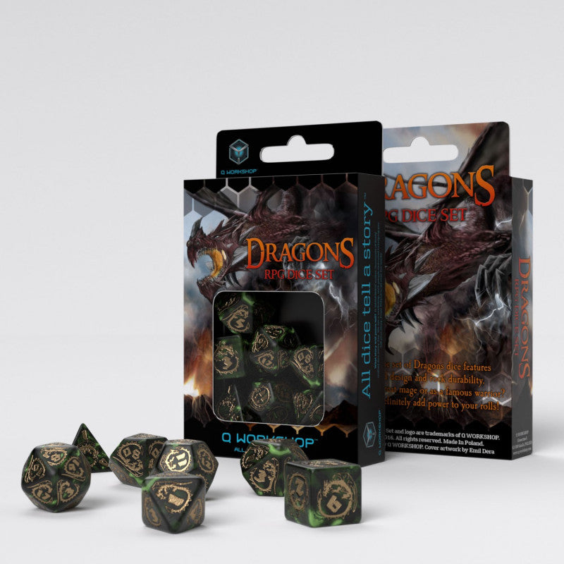 Dragons Dice Set: Nephrite (7) (Q-Workshop) (SDRA06)